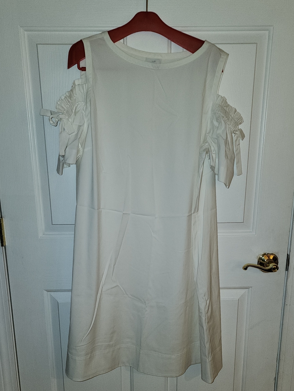 J. Jill White Cold-Shoulder Shift Dress with Ruffle Ties